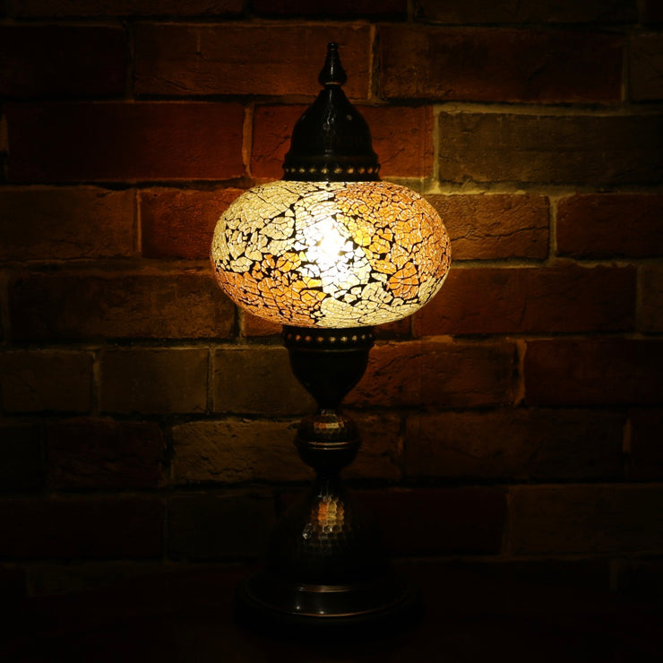 Crackle Glass Table Lamp in Amber, 5 Styles Available