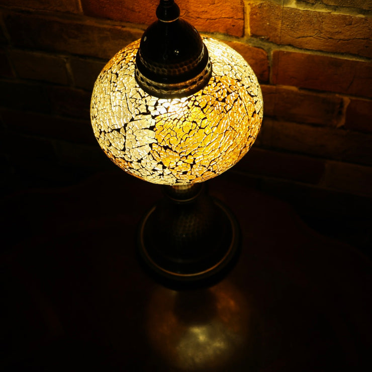 Crackle Glass Table Lamp in Amber, 5 Styles Available