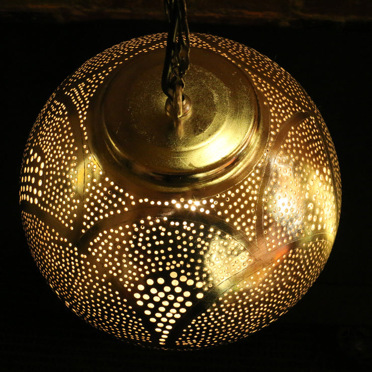 Hanging Metal Lamp, Nickel-Plated & Hand Pierced, Drop Shape