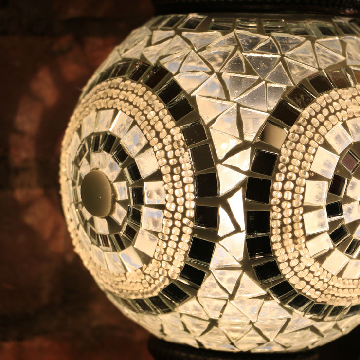 Mosaic Table Lamp in White, Swan Neck