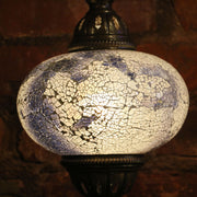 Crackle Glass Table Lamp in White and Blue