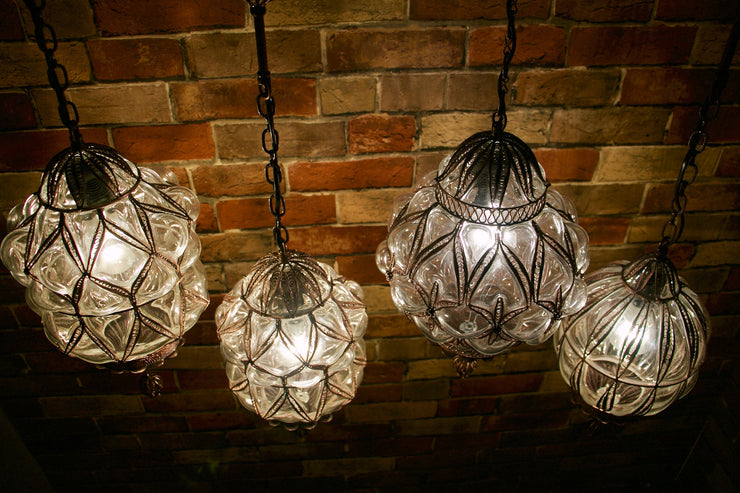 Hanging Glass Orb-Shaped Lamp
