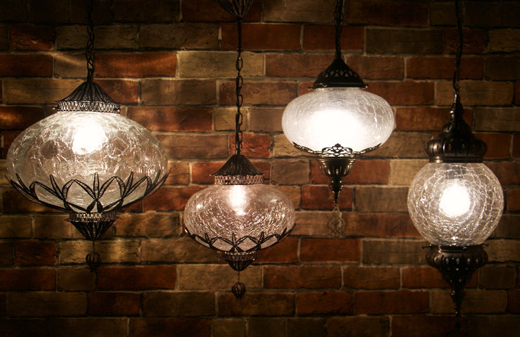 Hanging Clear Crackle Glass Lamp