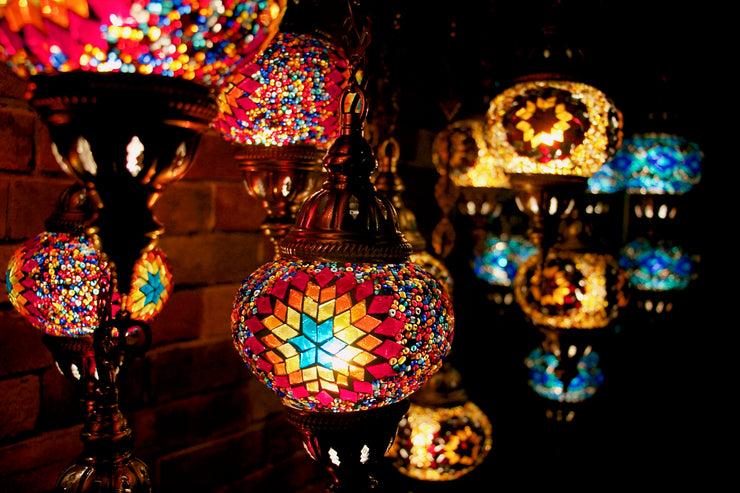 Seven Globe Mosaic Chandelier in Bright & Happy Colors