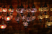 Nine Globe Mosaic Chandelier in Natural Purple Tones