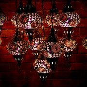 Nine Globe Mosaic Chandelier in Natural Purple Tones