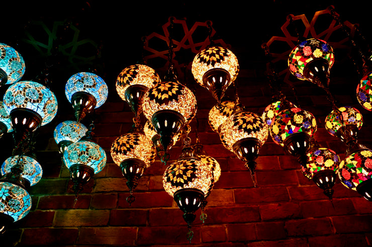 Nine Globe Mosaic Chandelier in MutliColors