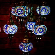 Seven Globe Mosaic Chandelier in Shades of Blue