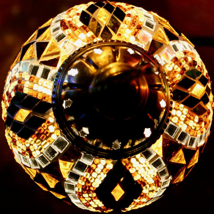 Mosaic Table Lamp in Amber with Diamond Pattern