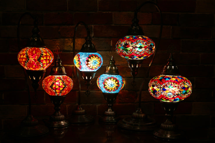 Mosaic Table Lamp in Blue & Multicolors