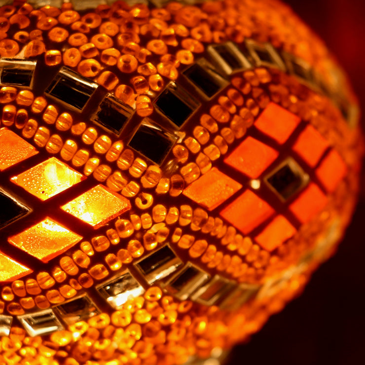 Mosaic Table Lamp in Bright Orange, Swan Neck
