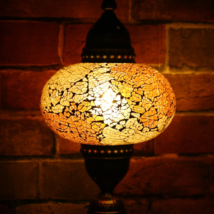 Crackle Glass Table Lamp in Amber, 5 Styles Available