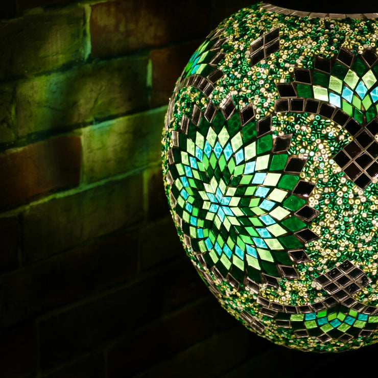 Hanging Mosaic "Egg" Lamp in Green & Turquoise