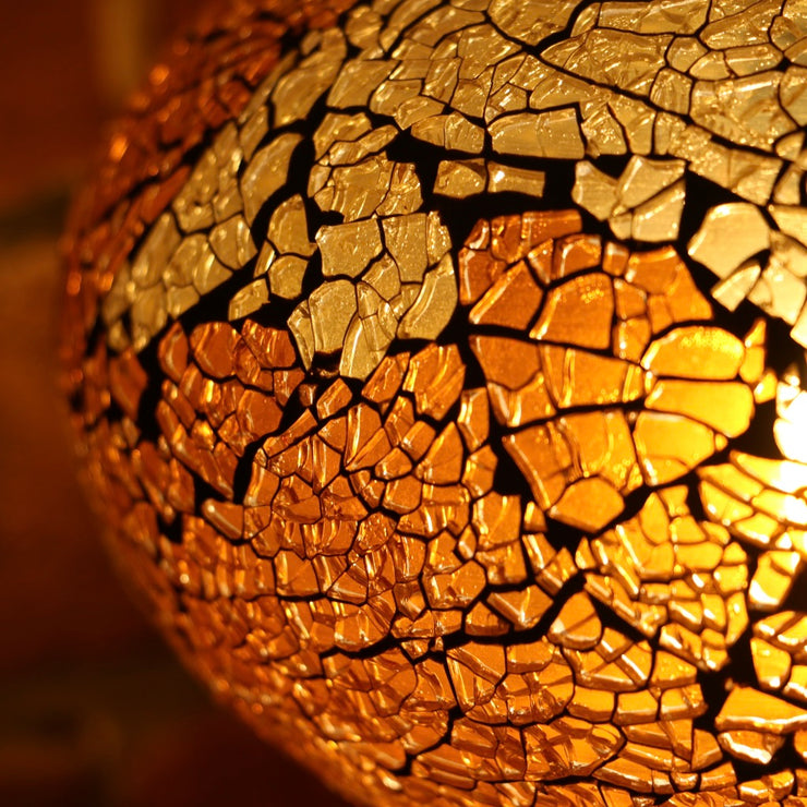 Crackle Glass Table Lamp in Amber, 5 Styles Available